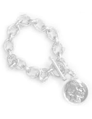 Sterling Silver Buffalo Nickel Coin Charm Bracelet