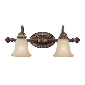 Capital Lighting 1922EC-252 Westwood Collection 2-Light Vanity Fixture, English Chestnut Finish with Mist Scavo Glass