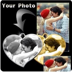 Personalized Custom Heart Photo Dogtag Pendant w/Chain&Giftbox