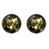 41CJkKRFkeL. SL160  Sterling Silver Green Amber Round Stud Earrings