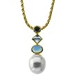 14K Yellow Gold Paspaley South Sea Cultured Pearl and Blue Topaz Pendant