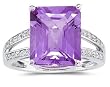 Emerald Cut Amethyst and Diamond Ring 10k White Gold