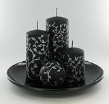 41CJnfNmVIL. SL160  Black Glitter Metallic Candle Set w/ Plate Romantic