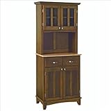 Buffet Hutch with Natural Wood Top in Medium Cherry Finish