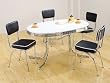 5 Piece Chrome Plated Dining Set with Chairs in Black Cushion By Coaster Furniture