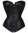 Black Faux Leather Fashion Boned Corset
