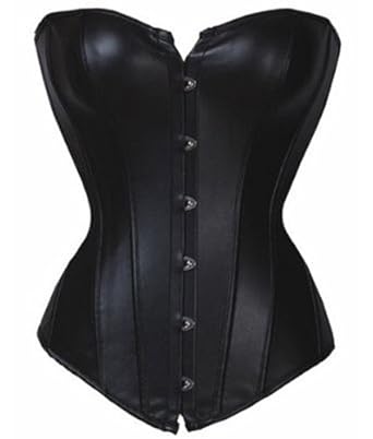 Black Faux Leather Fashion Boned Corset