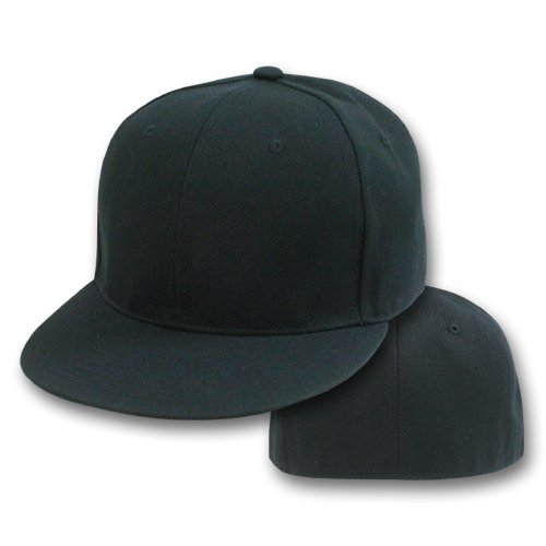 Blank Flat Curved Hat (More Colors Available), 7 3/8, Black