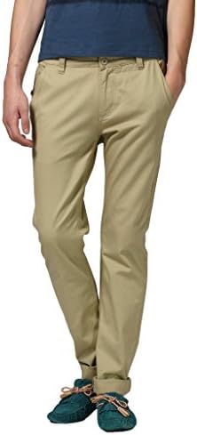 CNCN Men's Casual Solid Khaki Relaxed Fit Pleated Flat Front Pants Light Khaki Size 31W*32L