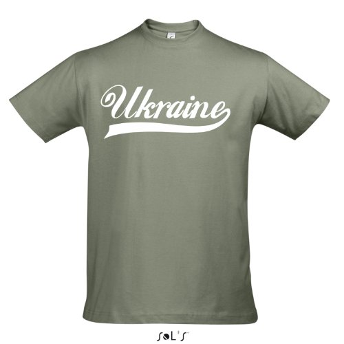 T-Shirt – Ukraine Oldschool Ukraine LÄNDERSHIRT EM / WM FAN Trikot S-XXL , Khaki – weiß , S