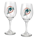 Miami Dolphins 2 Piece NFL Wine Glass Set