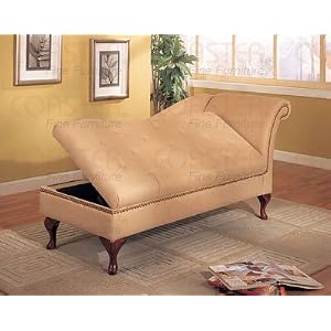Coaster Company Chaise Lounge in Brown/Tan Microfiber