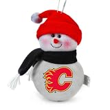 Pack of 3 NHL Calgary Flames Plush Snowman Christmas Ornaments 6"