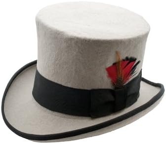 Ferrecci Men's Grey & Black Wool English Mad Hatter Lined Top Hat