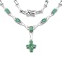 6.05 Carat Genuine Emerald Ovals Sterling Silver Necklace