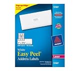 Avery Easy Peel White Mailing Labels for Laser Printers, 1 x 2.62 Inch, Box of 3000 Labels (5160)