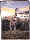 African Majesty Giraffe Cotton Tapestry Throw Blanket by Al Agnew