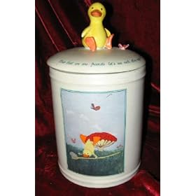 Russ Berrie Hand Painted Ceramic Cookie Jar Lid Duck by Russ Berrie