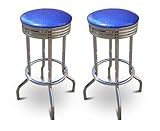 2 24" Glitter Blue Vinyl Specialty / Custom Barstools Set