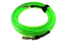 Coilhose Pneumatics PFX4050GS15XS Flexeel Max Reinforced Polyurethane Air Hose, 1/4-Inch ID, 50-Foot Length with 1/4-Inch Ball Swivel Coupler and 1/4-Inch Air Safety Plug, Industrial Interchange
