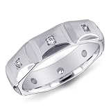 14K White Gold Square Shape Men's Diamond Accented Ring