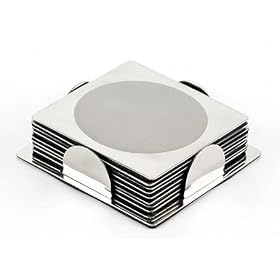 8 Piece Stainless Steel Coaster Set with Holder
