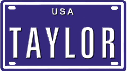 TAYLOR USA BIKE LICENSE PLATE. OVER 400 NAMES AVAILABLE. TYPE IN NAME