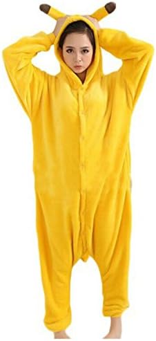 Kingdred Unisex Adult Onesie Pyjamas Flannel Anime Cosplay Sleepsuit - Pikachu Size XL