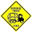 GARBAGE TRUCK CROSSING trash waste dump sign