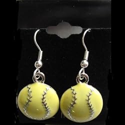 Pewter Softball Earrings