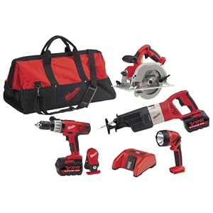Buy Milwaukee 0928-29 28-Volt Lithium-Ion Cordless 4-Tool Combo Kit by Milwaukee