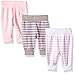 Hanes Ultimate Baby Flexy 3 Pack Adjustable Fit Knit Jogger Pants, Steel/Pink Stripe 0-6 Months