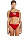 Speedo Womens Endurance Plus Lifeguard 2 Piece Flyback Swimsuit, Red/Navy, 8