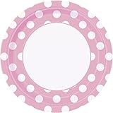 Light Pink Polka Dot Dinner Plates, 8ct