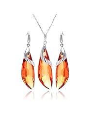 Nickel Free Sterling Silver Necklace & Earring Sets Hanging Champagne CZ Set Pendant Length: 49.8mm Width: 16.7mm Earring Length: 8.65mmwidth: 12.1mm Adjustable Chain Included