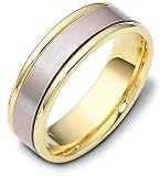 6.5mm Titanium & 18 Karat Yellow Gold Flat Style Wedding Band Ring