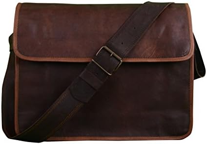 Shaista Handicraft Real Leather Messenger Cum Laptop Cross Body Satchel Bag Briefcase 16 Inches Brown