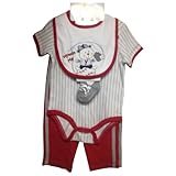 Vitamins Baby Newborn Squeeze Play Puppy 4-Piece Creeper Pant Set (9 Months, White/Red/Puppy)