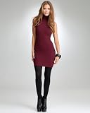 bebe Open Back Ribbed Turtleneck Dress