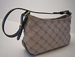 Lauren By Ralph Lauren Small Handbag Beige/Chocolate Brown Leather Trim and Strap