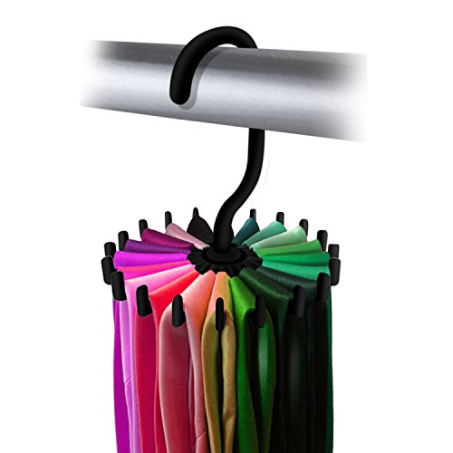 2 Pack of Ipow Tie Rack 360 Degree Rotating Adjustable Sturdy Durable Tie Rack with Non-Slip Clips Scarf Hanger Holder Organizer,Holds Securely up to 18 Ties (5.3