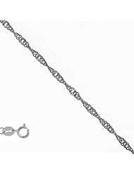 14k Solid White Gold 0.8 mm (1/32 Inch) Singapore Chain Necklace 22" w/ Spring Ring Clasp
