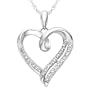 Sterling Silver White Round Diamond Heart Pendant (1/10 cttw)
