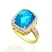 BEAUTIFUL GENUINE BLUE TOPAZ & DIAMOND RING 14K
