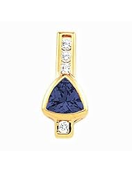 18K Yellow Gold Trillion Cut Tanzanite and Diamond Pendant -- LIFETIME WARRANTY