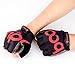 BOODUN Cycling Gloves with Shock-absorbing Foam Pad Breathable Half Finger Bicycle Riding Gloves Bike Gloves B-001, Black with Red Logo, XX-Large