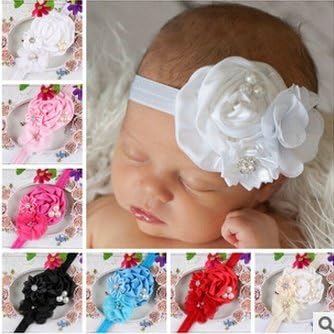 xzqiang Infant flower headband Baby pearl lace hairband Toddler Baby girls Felt Flower headbands Rose red