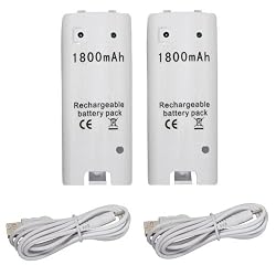 Wii Controller Replacement Rechargeable Batteries for Wii Remote Control, White - 2 Pack