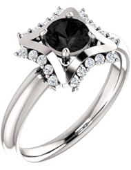 Platinum Round Cut Black and White Diamond Geometric-Inspired Ring -- LIFETIME WARRANTY