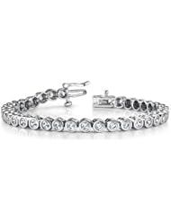7.50 ct Ladies Round Cut Diamond Tennis Bracelet In Bazel Setting In 18 Karat White Gold